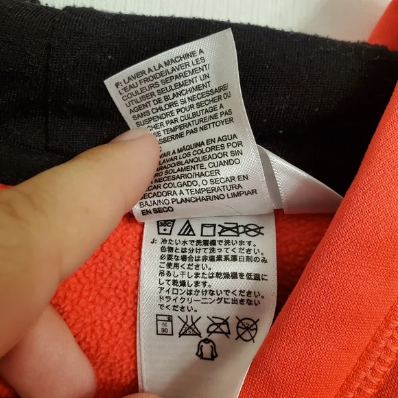 The North Face Hoodie Size Medium Black Logo Print Pink/Orange Sweatshirt Neon - Picture 10 of 12